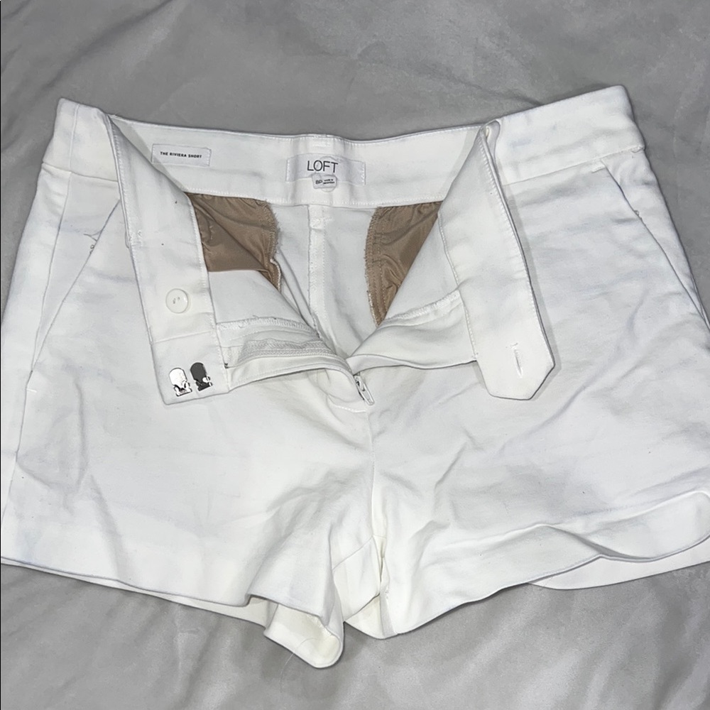 LOFT Women's Cream High Waist Shorts